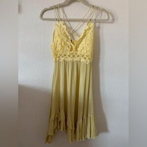 Yellow Sleeveless Dress with Smocked Bodice